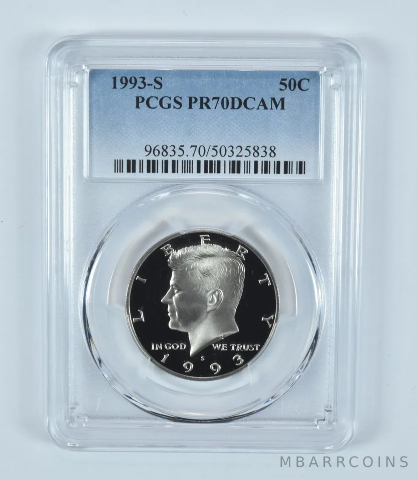 1993-S Kennedy Half Dollar PR70 DCAM PCGS Blue Label