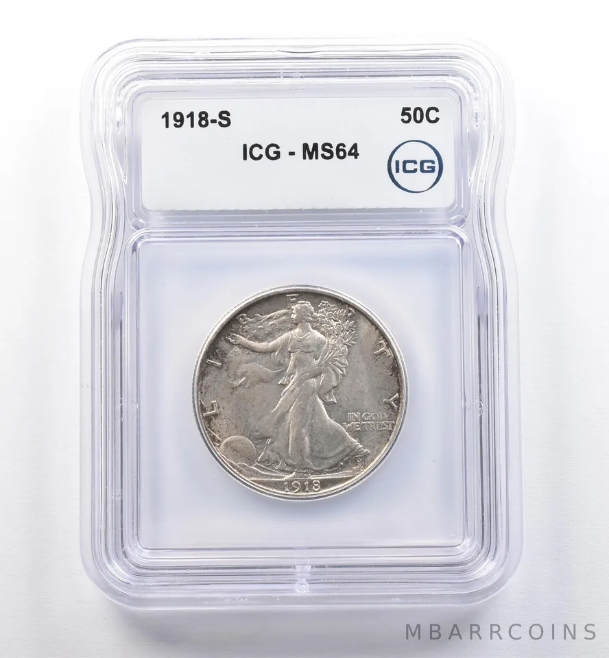 1918-S Walking Liberty Half Dollar MS64 ICG *0289
