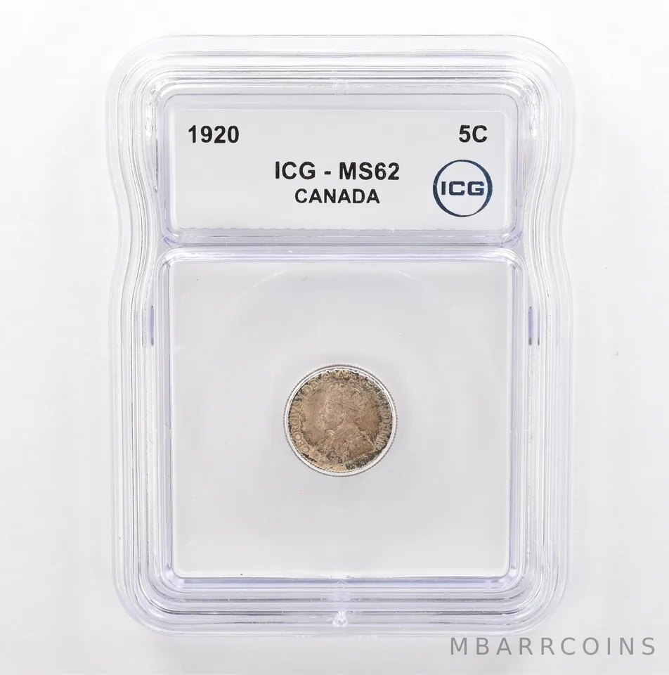 1920 Canada 5 Cents MS62 ICG Beautiful Tone *5351