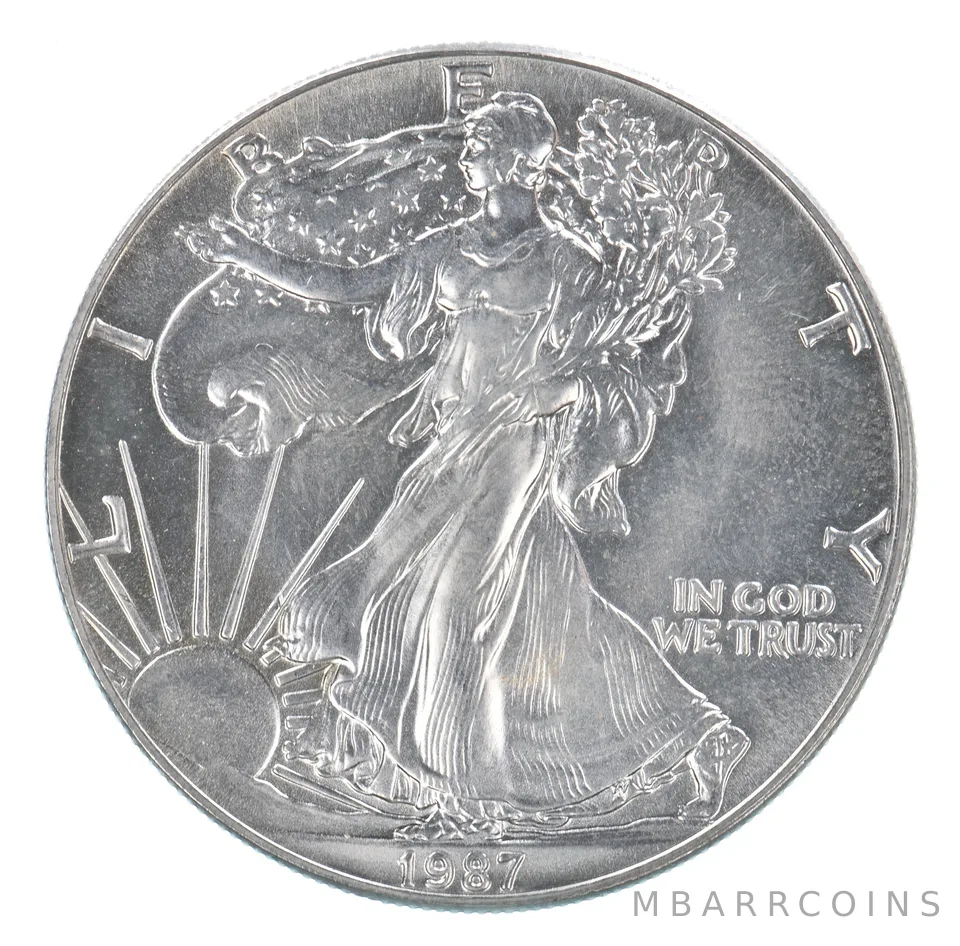 Beautiful Toned - 1987 American Silver Eagle 1 Troy Oz .999 Fine Silver *093