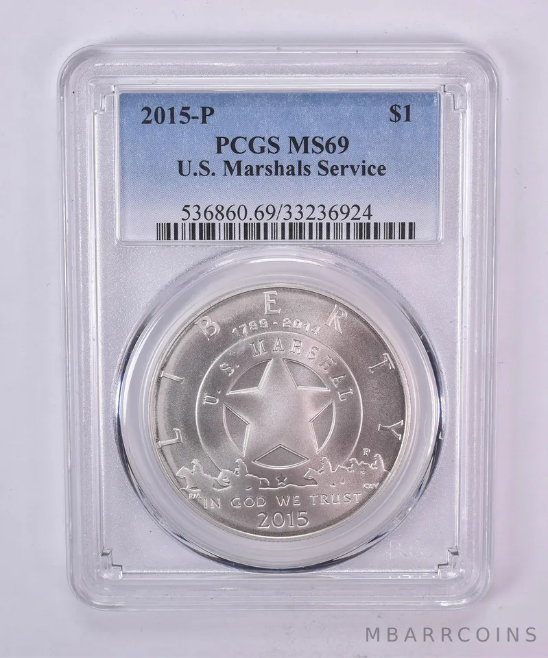 2015-P US Marshals Service Commemorative Dollar MS69 PCGS Blue Label