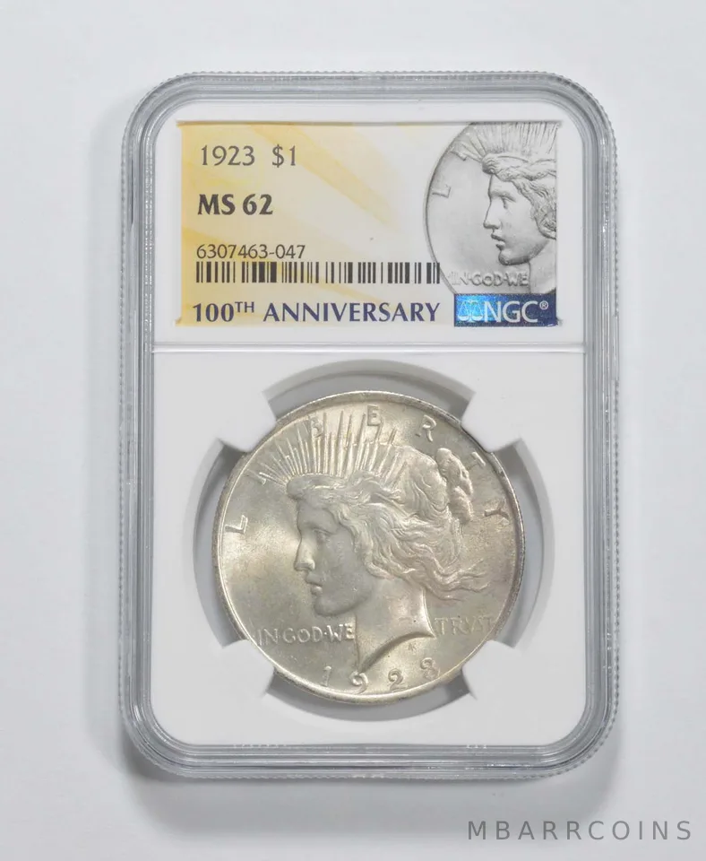 1923 Peace Silver Dollar 100th Anniv 2021 Special Label MS62 NGC