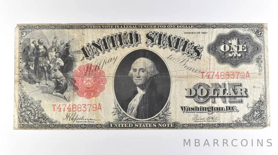 1917 $1 Legal Tender Large Note Red Seal FR#39 *0596