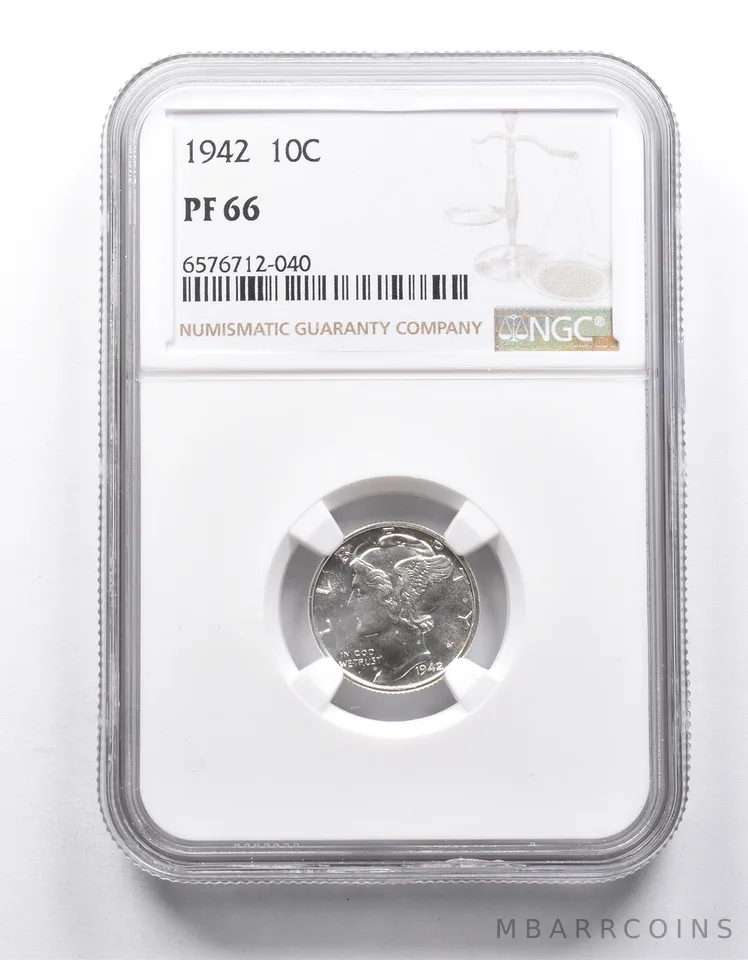 PF66 1942 Mercury Dime NGC a0000
