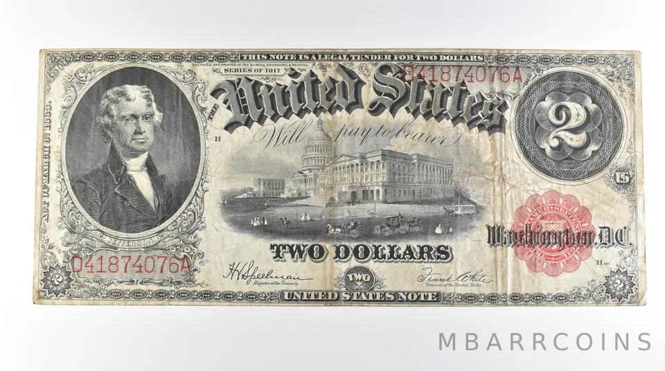 1917 $2 Legal Tender Large Note Red Seal FR#60 *0634