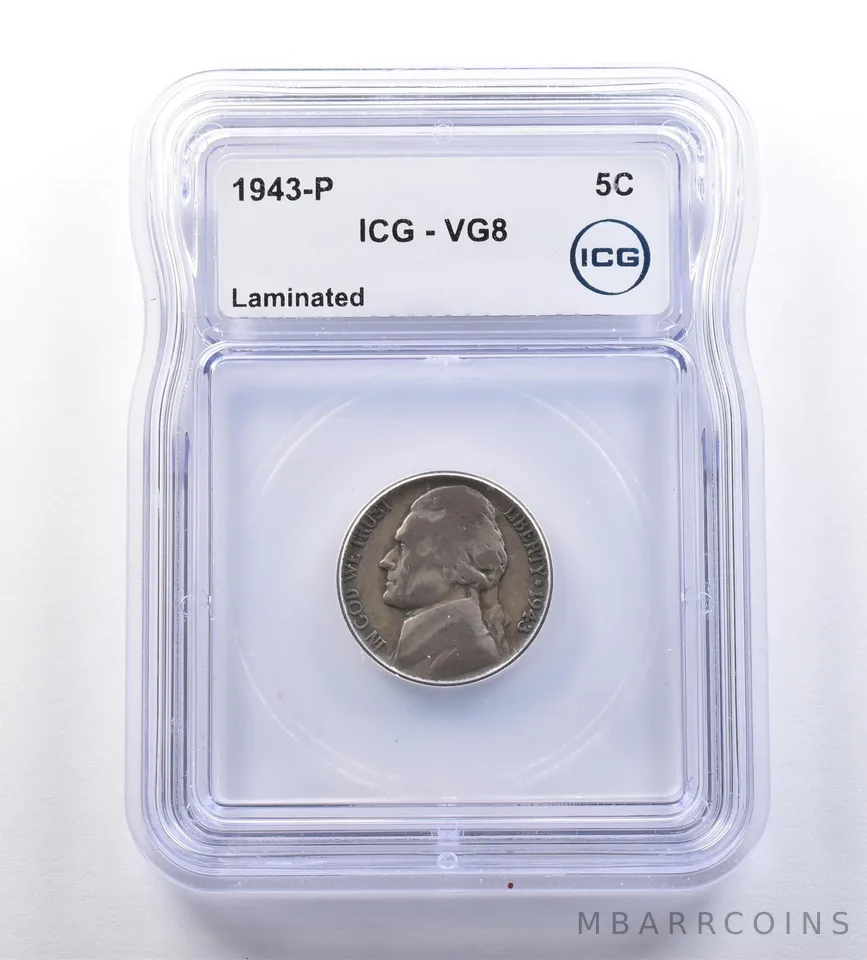 1943-P Jefferson Nickel Laminated VG8 ICG *9174