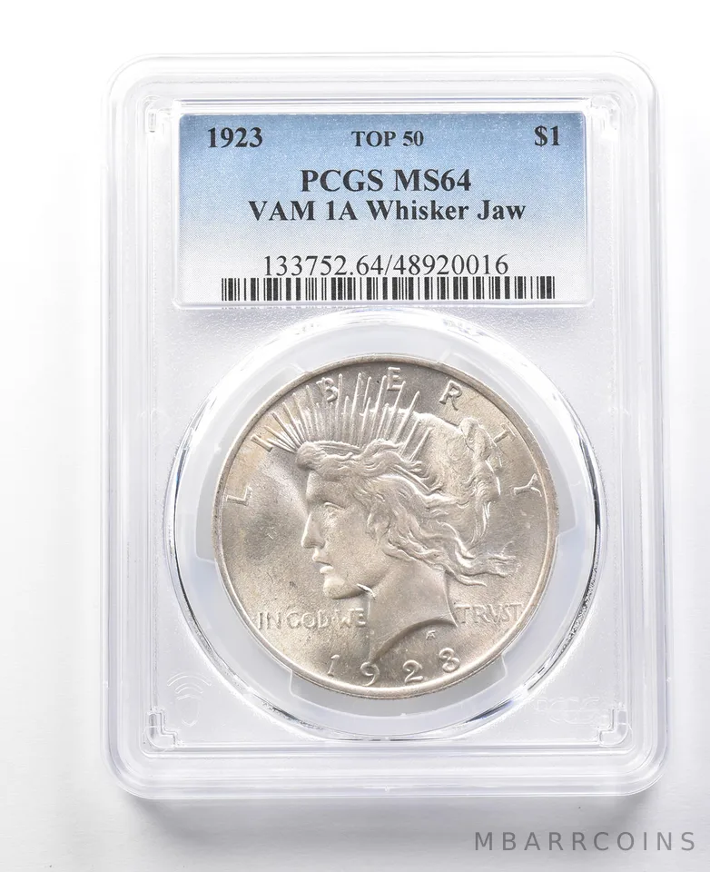 1923 Peace Silver Dollar VAM 1A Whisker Jaw Top 50 MS64 PCGS a9986