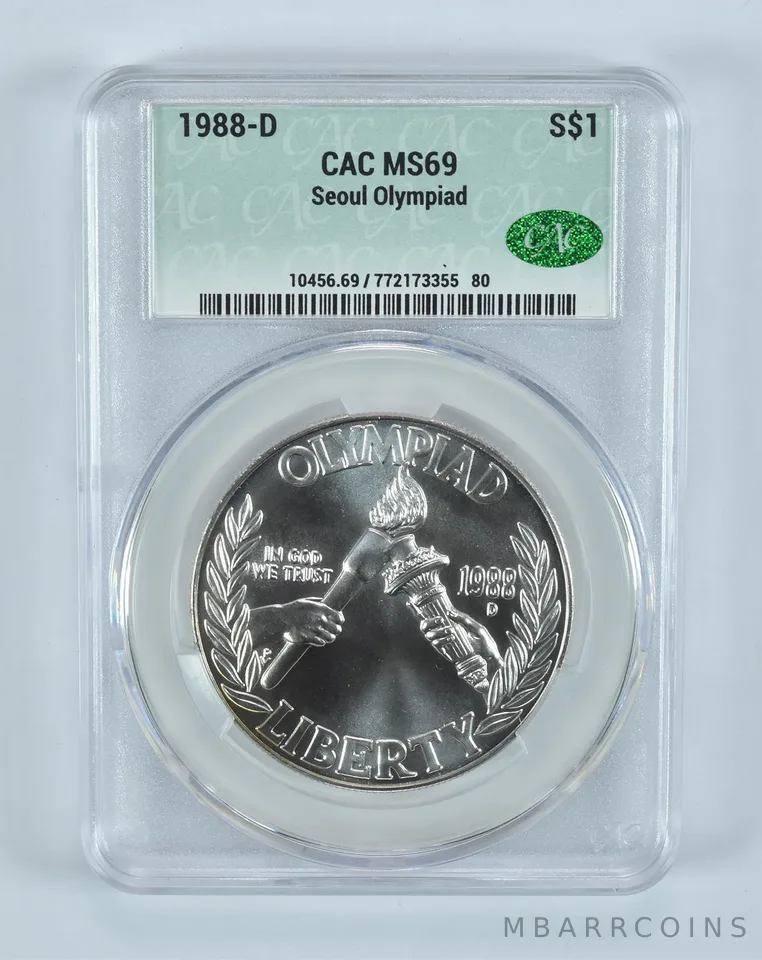 1988-D Olympics Commemorative Silver Dollar MS69 CAC CACg