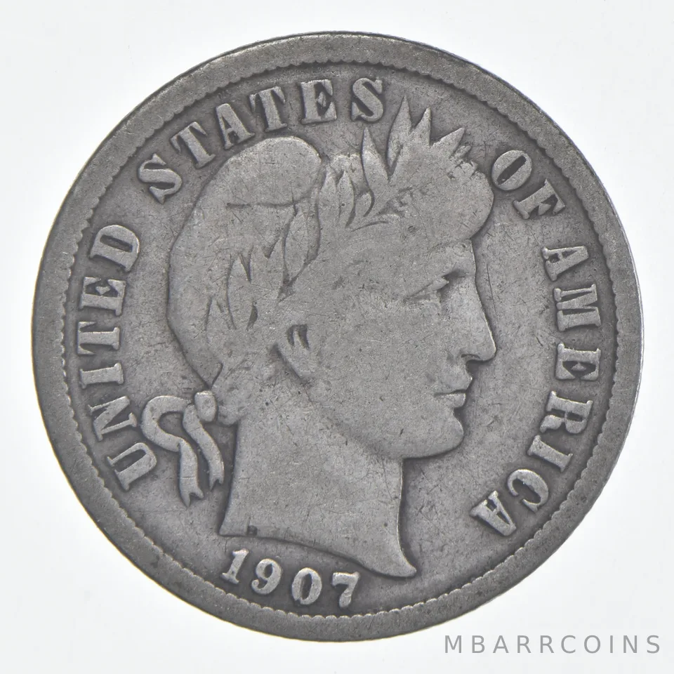 1907-S Barber Dime 90% Silver FINE Condition