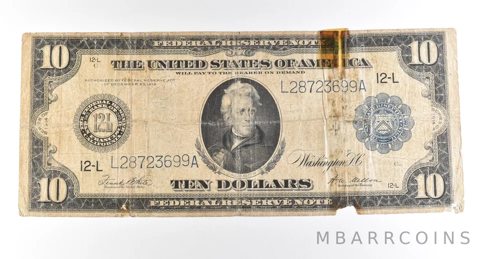 1914 $10 San Francisco CA FRN Large Note Blue Seal *2805