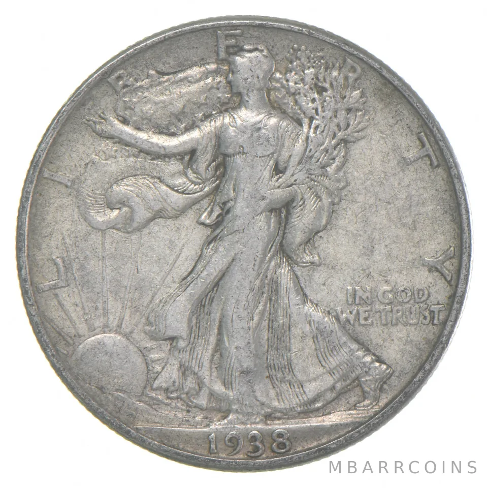 1938-D XF Walking Liberty Half Dollar 90% Silver
