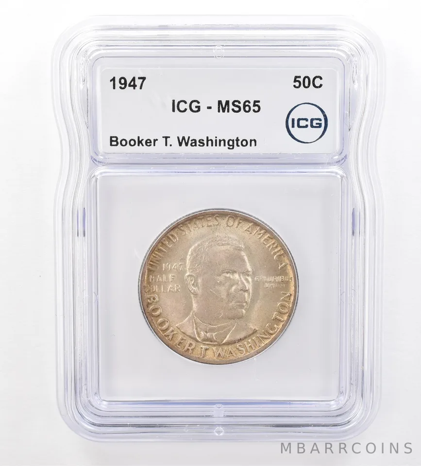 1947 Booker T Washington Commemorative Half Dollar MS65 ICG Beautiful Tone *7309