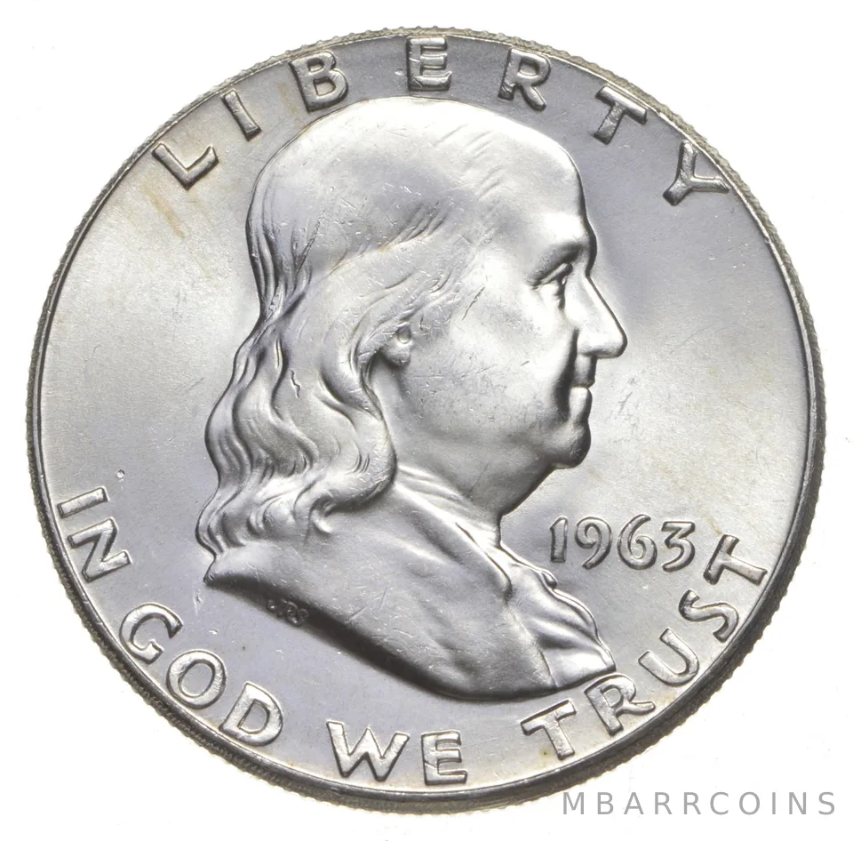 Choice Unc 1963-P Franklin Half Dollar Gem BU From Original Roll