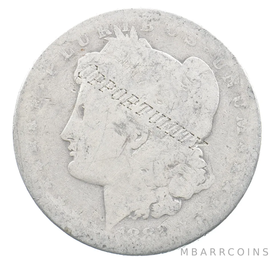 1882-O Morgan Silver Dollar Opportunity Hobo Art Engraved a1179