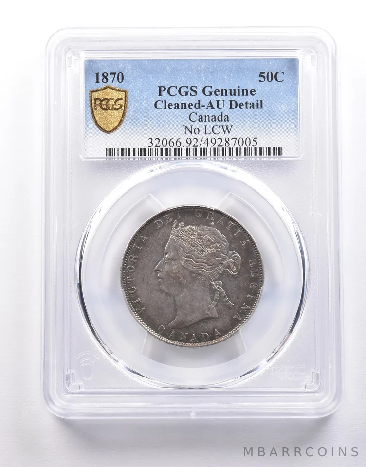 1870 Canada 50 Cents No LCW Genuine Cleaned AU Detail PCGS *9918