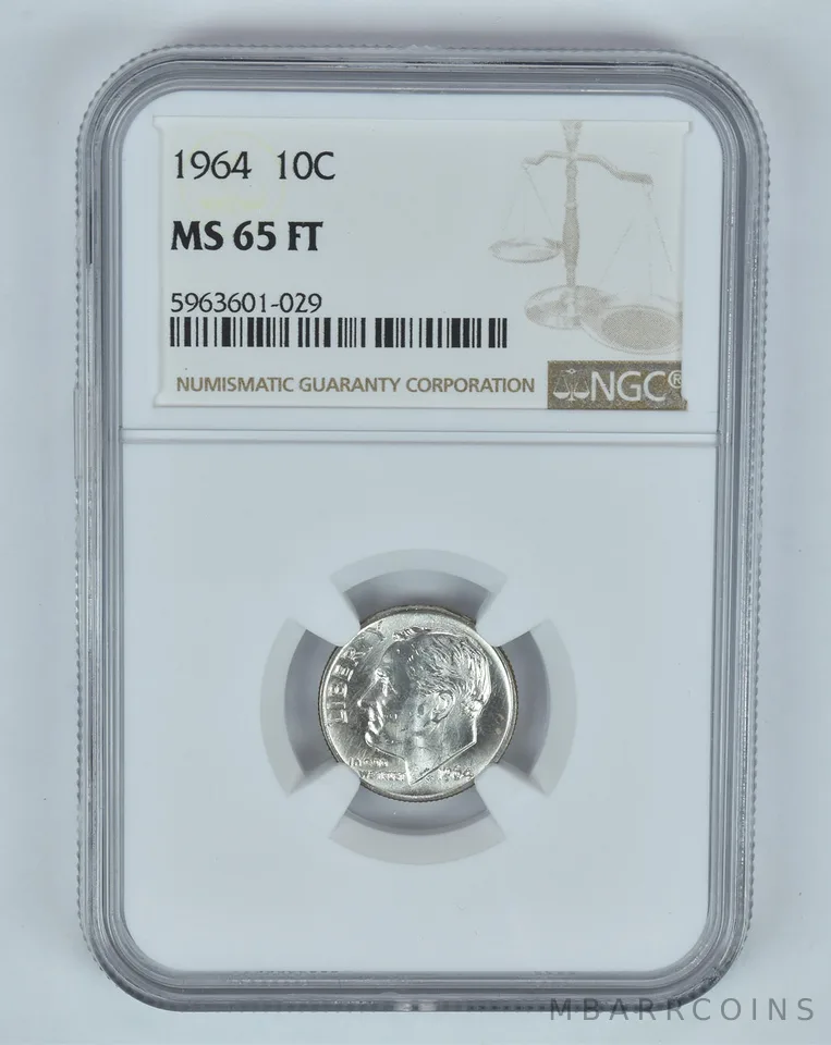 MS65 FT 1964 Roosevelt Dime - Graded NGC Toned! *9001