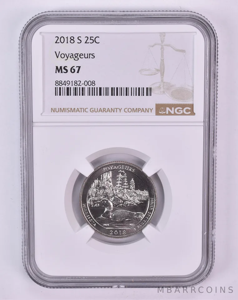 2018-S Washington Quarter Voyageurs ATB MS67 NGC Brown Label