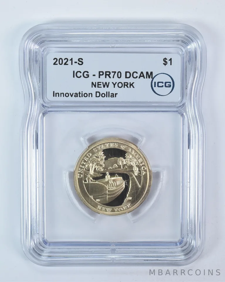 2021-S Innovation $1 Packet Boat NY PR70 DCAM ICG