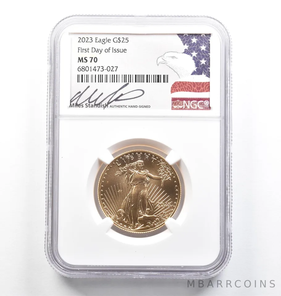 2023 $25 American Gold Eagle Miles Standish FDOI 1/2 Oz MS70 NGC *9809