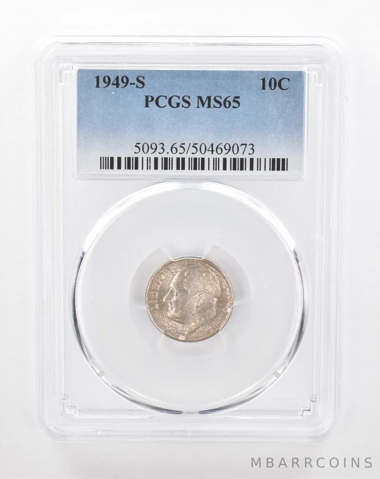 1949-S Roosevelt Dime MS65 PCGS Beautiful Tone *2899