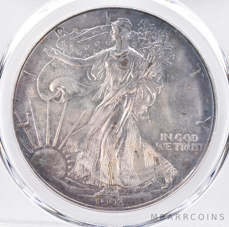 1993 American Silver Eagle MS66 PCGS Beautiful Tone *1404