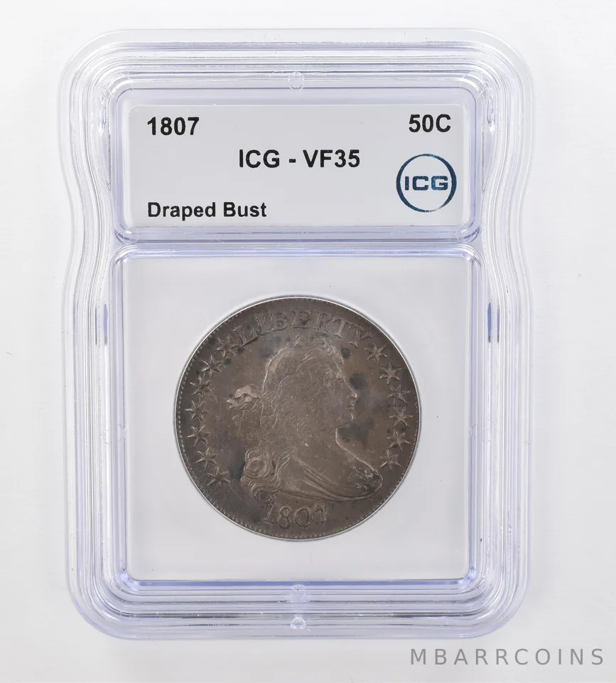 1807 Draped Bust Half Dollar VF35 ICG Beautiful Tone *0875