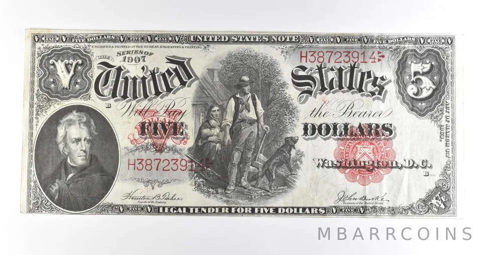 1907 $5 US Legal Tender Large Note Red Seal *0446