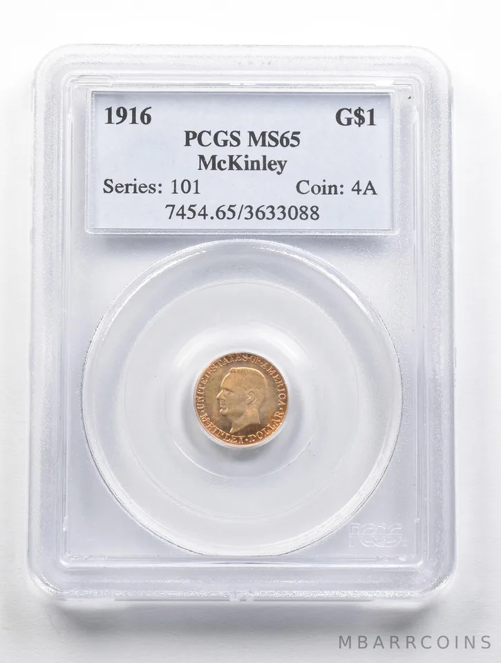 MS65 1916 $1 McKinley Gold Dollar PCGS a3478