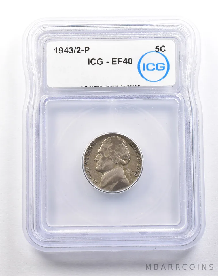 1943/2-P Jefferson Nickel EF40 ICG a2215