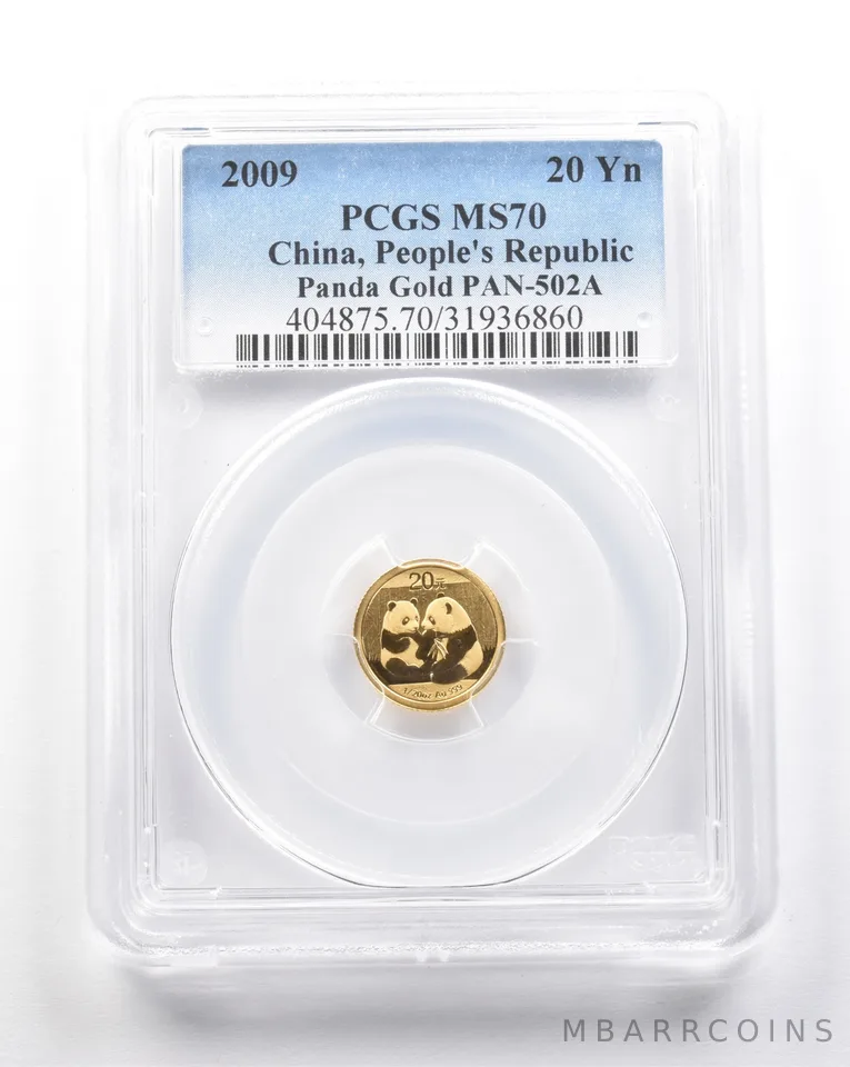 2009 China 20 Yuan Gold Panda PAN-502A MS70 PCGS a7588