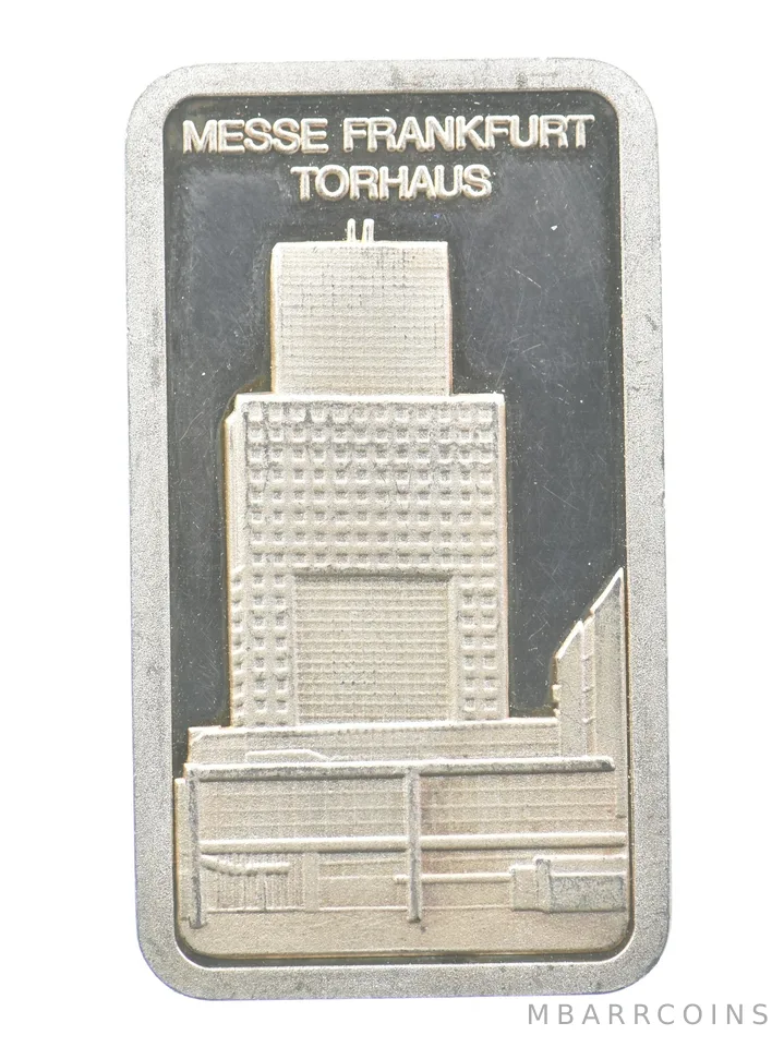 1 Oz Silver Bar Messe Frankfurt Torhaus Degussa *0762