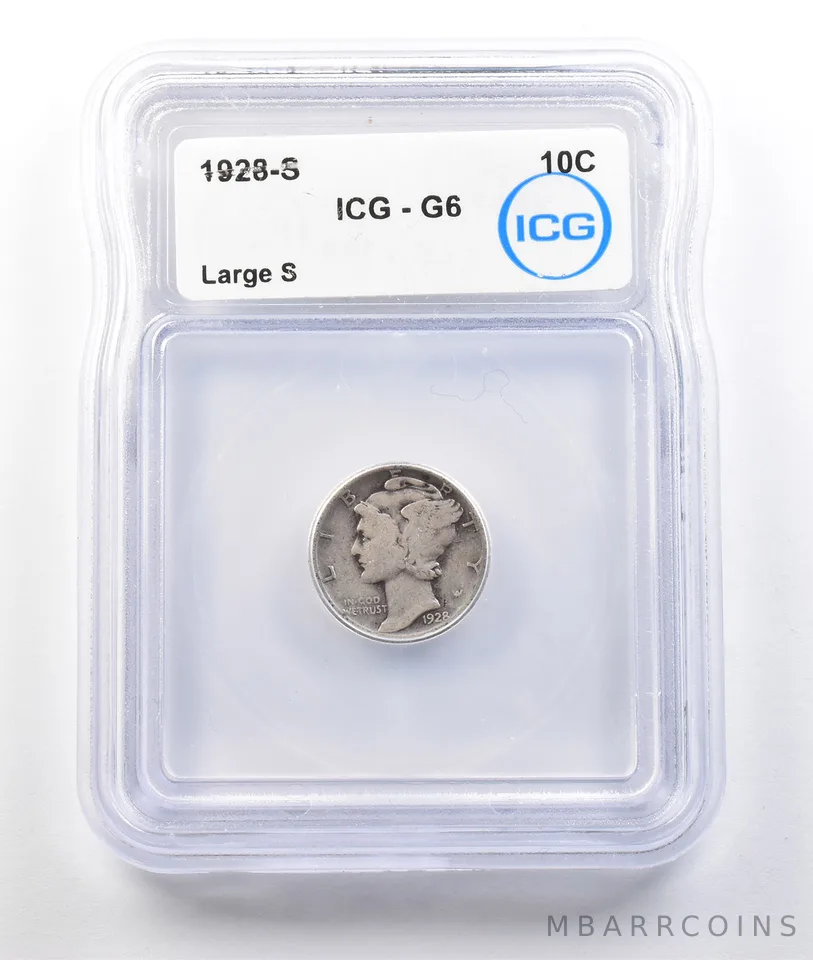 1928-S Mercury Dime Large S G6 ICG *0392