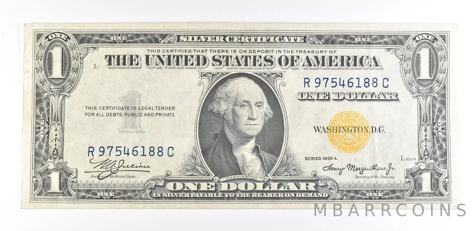 1935 A $1 Silver Certificate North Africa Yellow Seal Fr#2309 WWII *9377