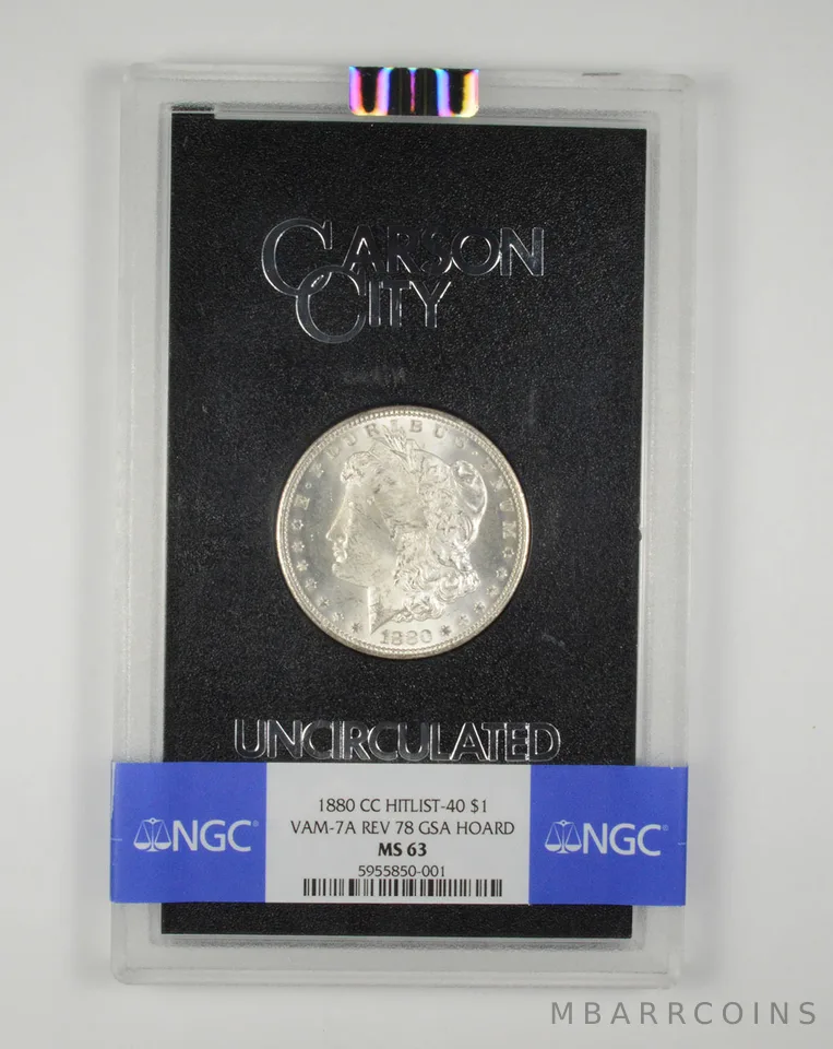 MS63 1880-CC Morgan Silver Dollar Hitlist-40 VAM-7A REV 78 GSA Hoard NGC *3531
