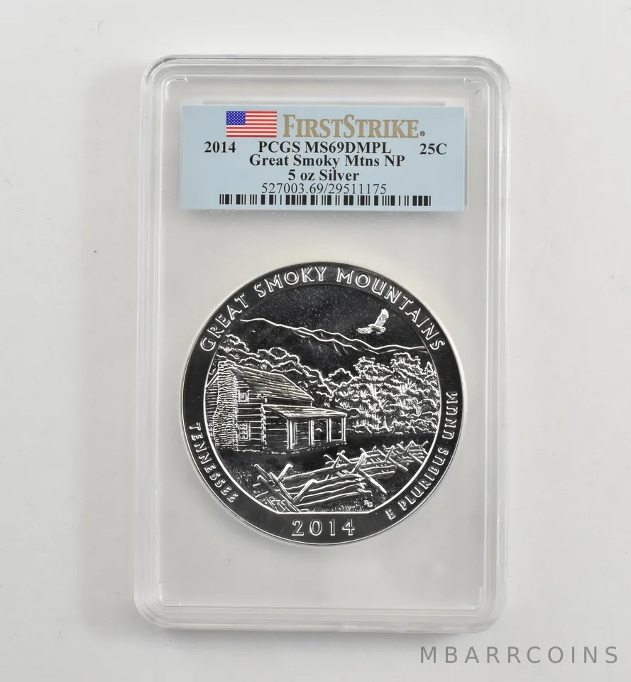 2014 5 Oz Silver Quarter ATB Great Smoky Mountains MS69 DMPL PCGS *1724