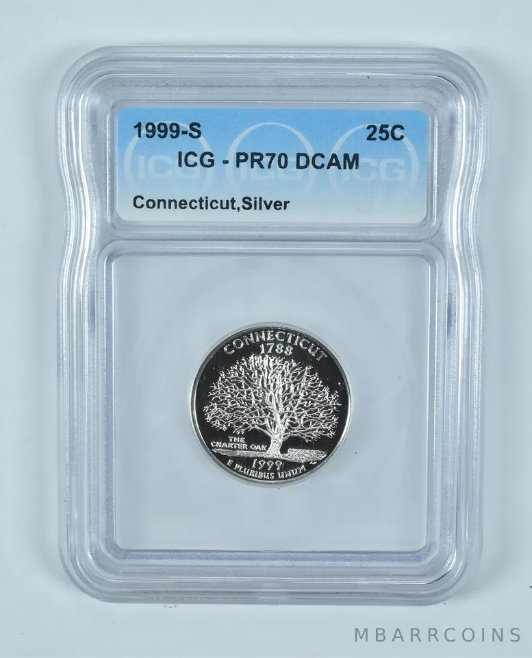 1999-S Washington State Quarter Silver Connecticut PR70 DCAM ICG