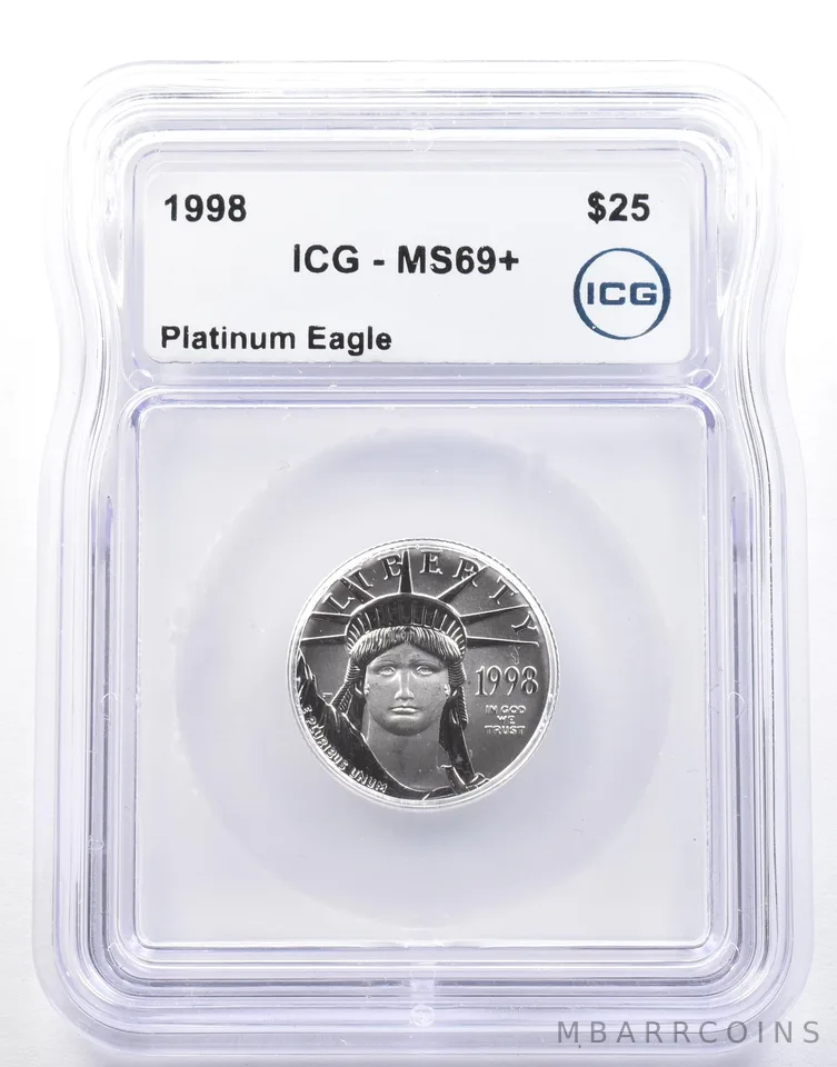 1998 $25 American Platinum Eagle 1/4 Oz Platinum MS69+ ICG