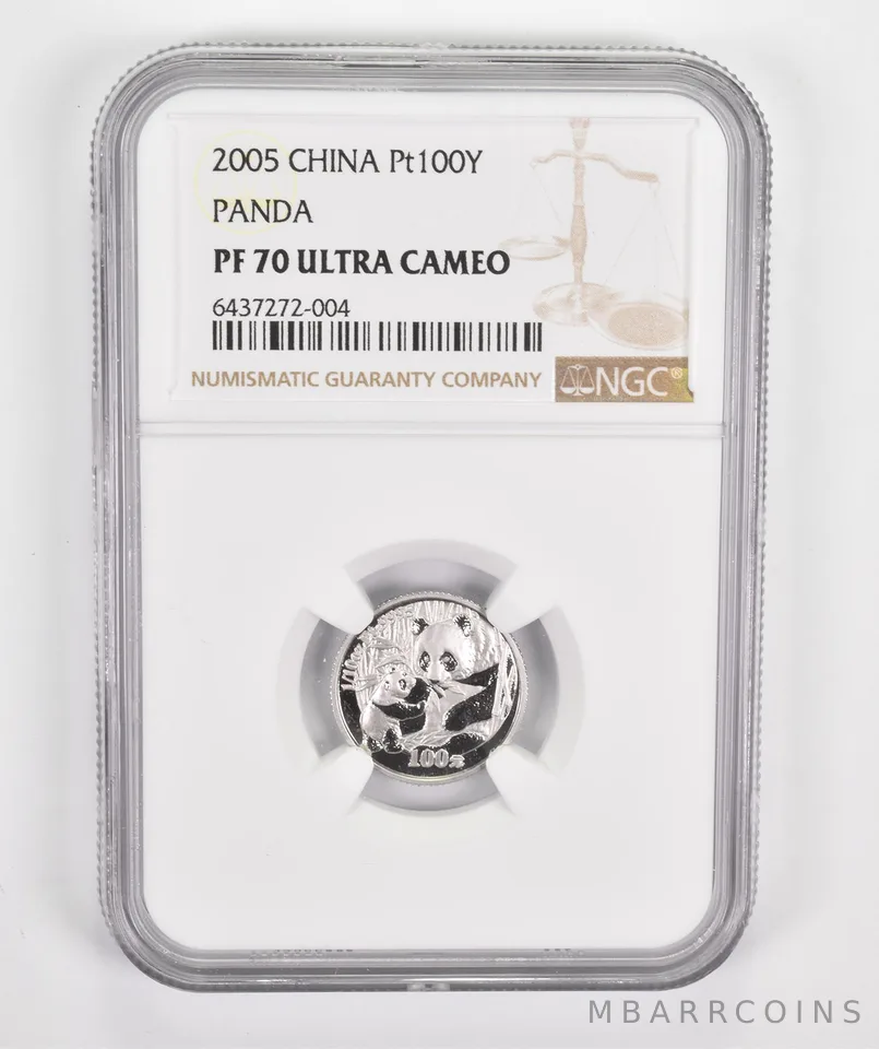 PF70 UCAM 2005 China 100 Yuan - 1/10 Oz. .999 Fine Platinum - Panda - NGC a0391