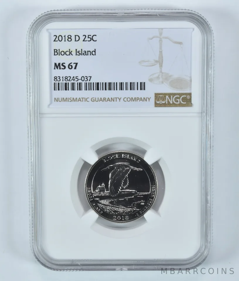 2018-D Washington Quarter Block Island America The Beautiful MS67 NGC
