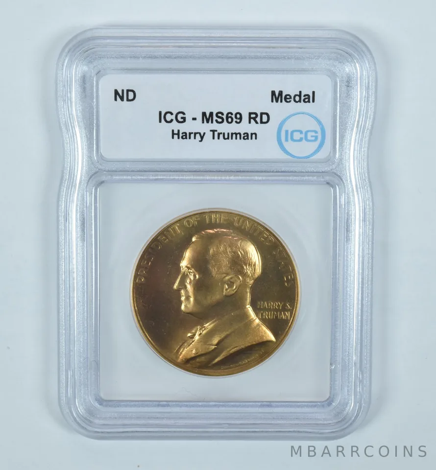 (ND) Presidential Medal Bronze Harry Truman MS69 RD ICG