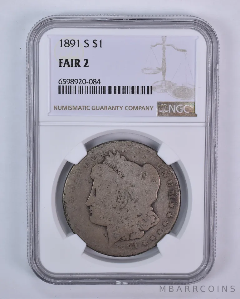 1891-S Morgan Silver Dollar Fair 2 NGC Lowball