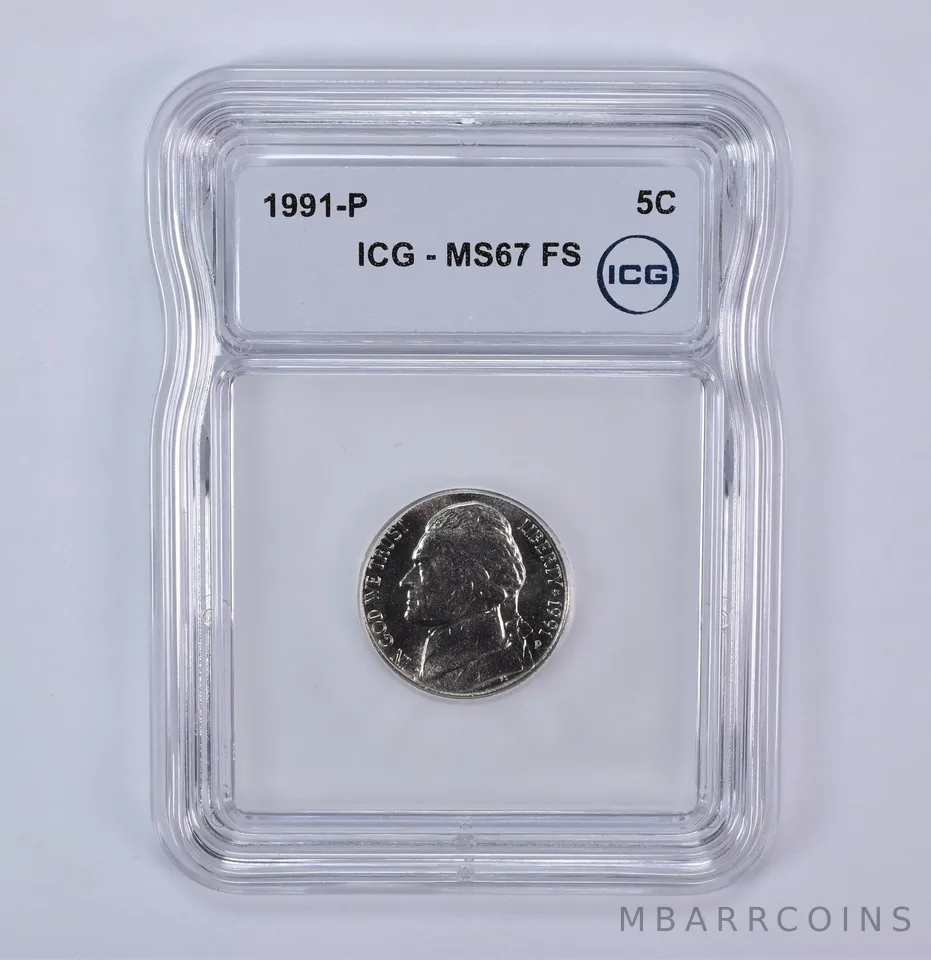 1991-P Jefferson Nickel MS67 FS ICG