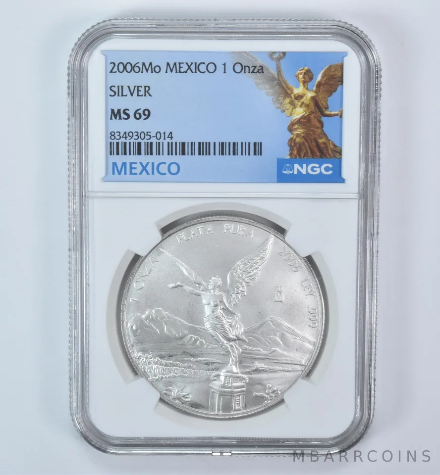 2006 Mo Mexico 1 Onza Silver Libertad MS69 NGC Mexico Label