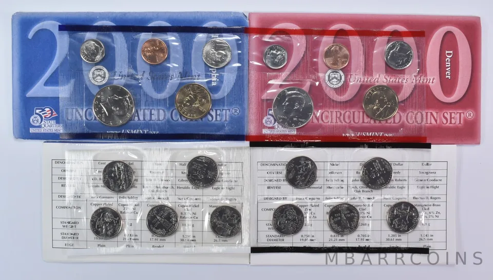 2000 Mint Set with Original Envelopes & Flatpacks (20 coins)