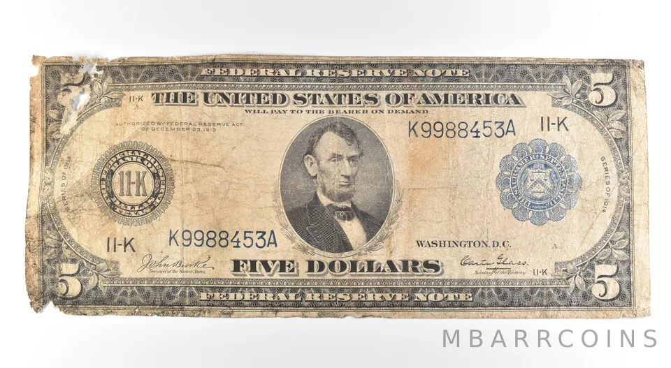 1914 $5 Dallas TX FRN Large Note Blue Seal *2710