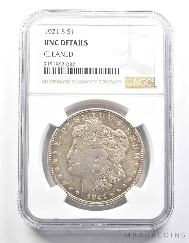 1921 Morgan Silver Dollar Unc Det NGC (Strike Through Error?) *1323