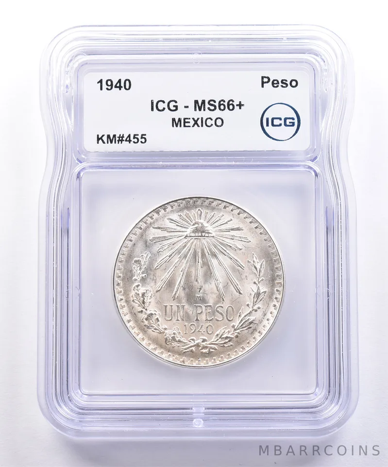 1940 Mexico Peso KM#455 MS66+ ICG