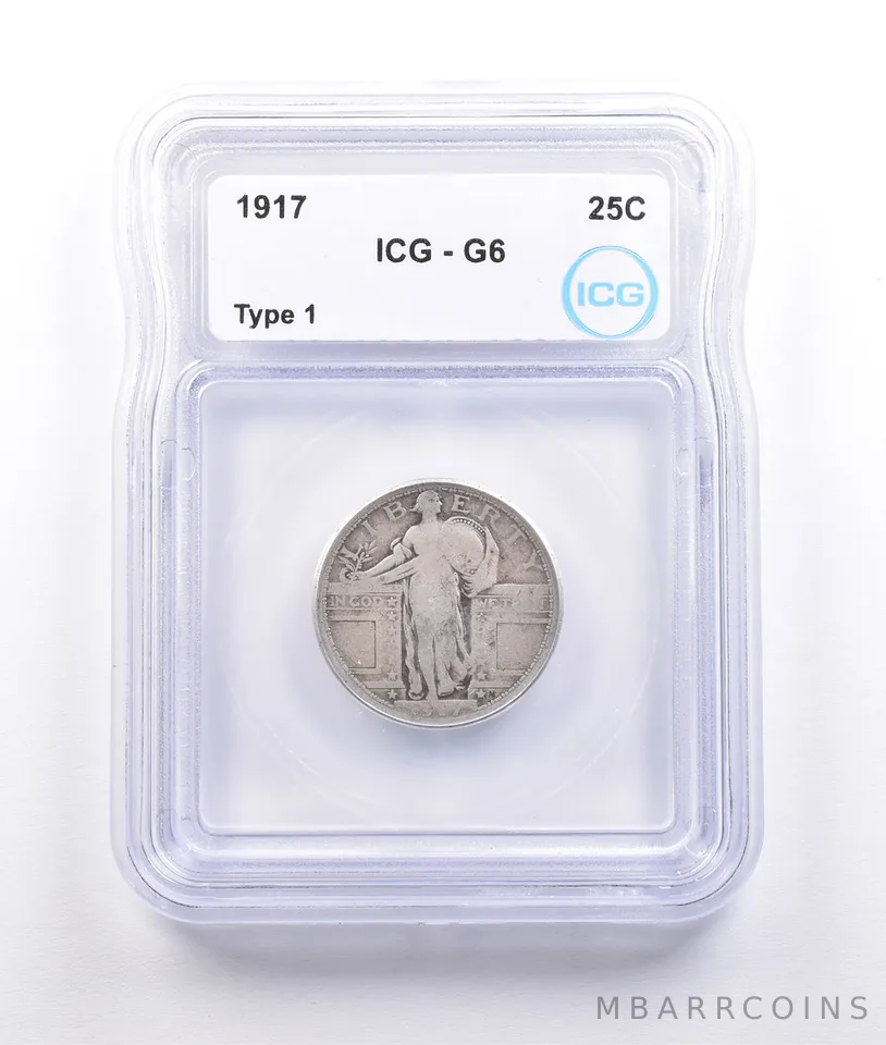 1917 Standing Liberty Quarter Type 1 G6 ICG *6960