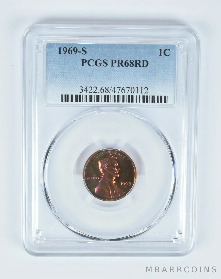 PR68 RD 1969-S Lincoln Memorial Cent PCGS Beautifully Toned *7511