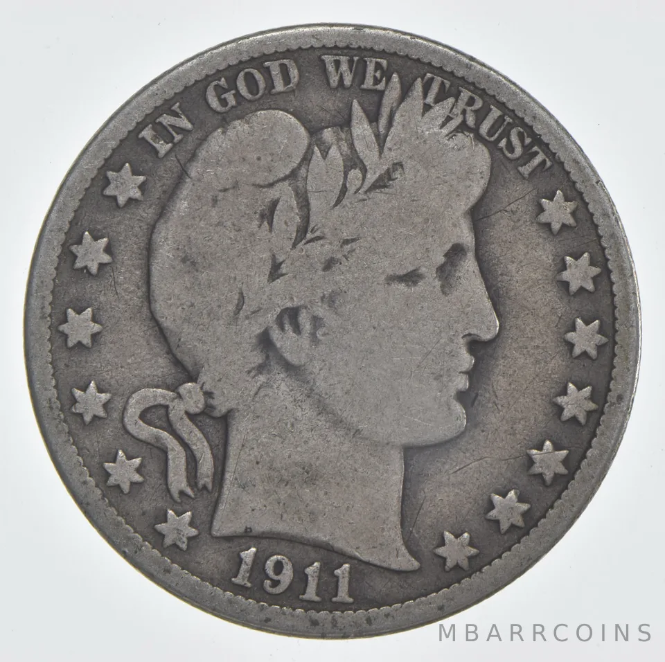 1911-D Barber Half Dollar 90% Silver VG Condition